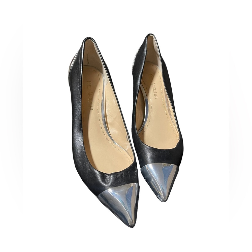Enzo Angiolini Black Metallic Point 1 In Heels Size 7M